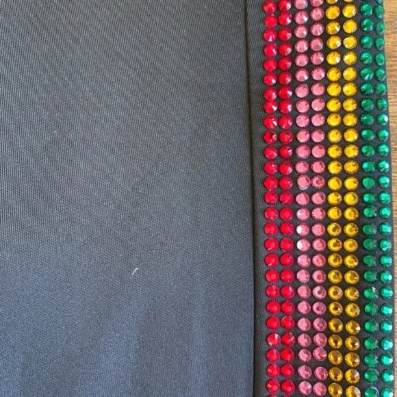 Pam & Gela Cropped Track Pants with Rhinestone Side Stripes Size L - Picture 4 of 11